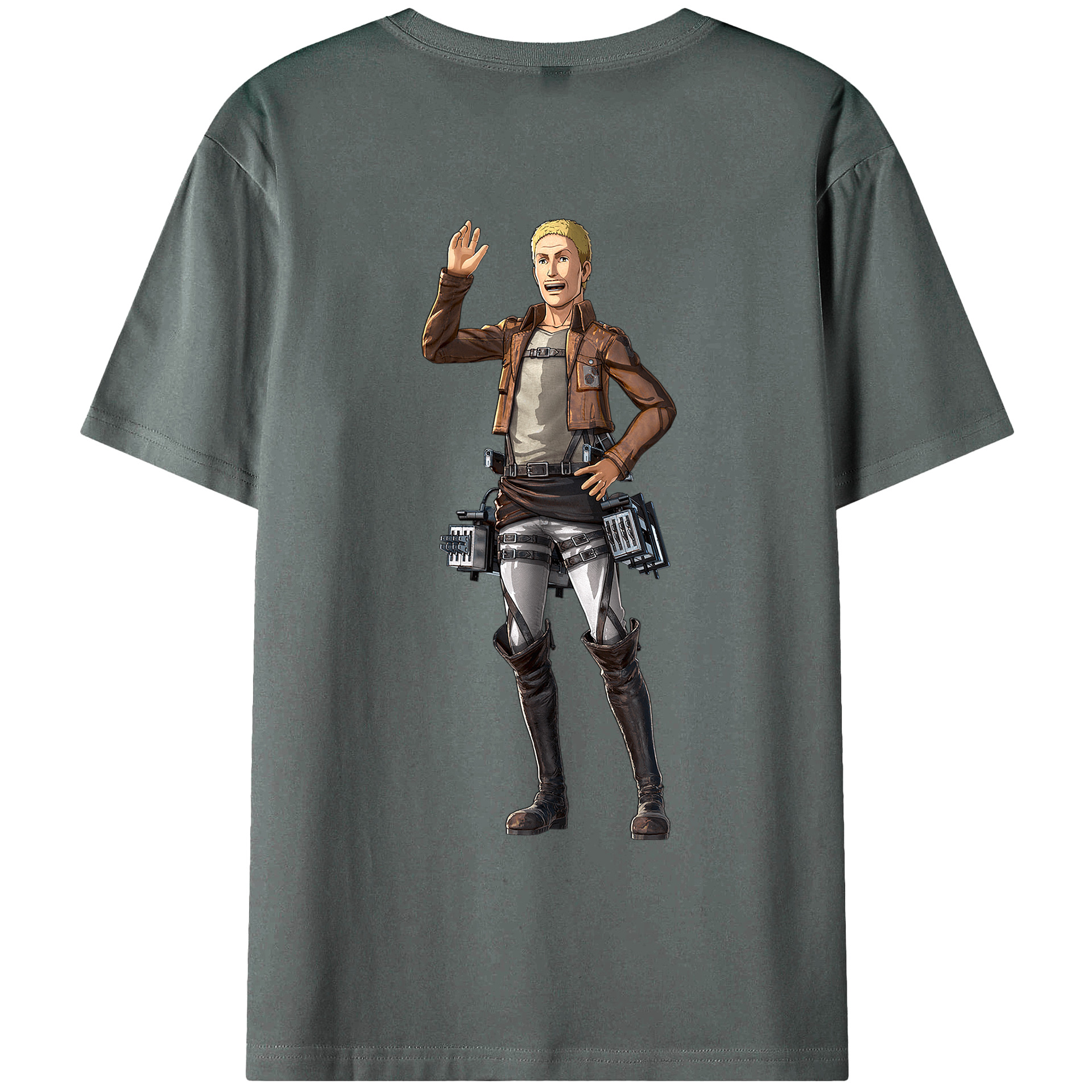 （画像用） 進撃の巨人 ハンネス Attack on Titan Hannes 綿100％ メンズ半袖Tシャツ（バックプリント） 通気性